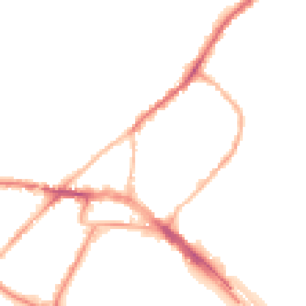 Night-time road noise heatmap for ME2 4DE