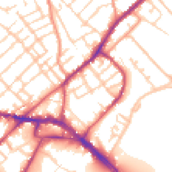 Daytime road noise heatmap for ME2 4DG