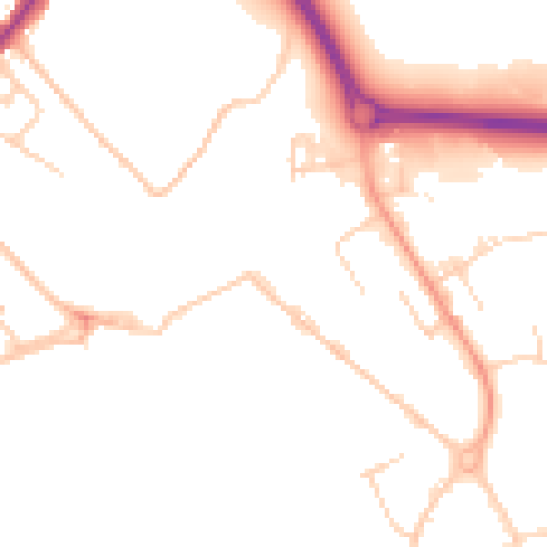 Daytime road noise heatmap for ME2 4DZ