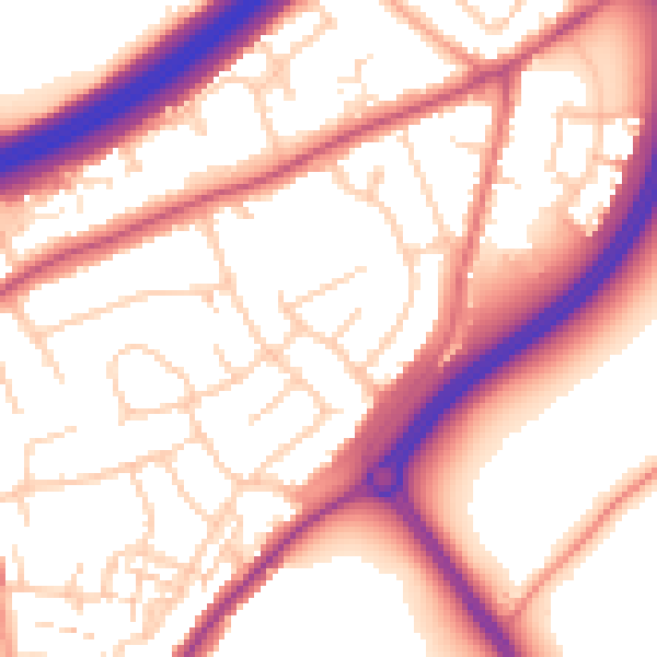 Daytime road noise heatmap for ME2 4LL