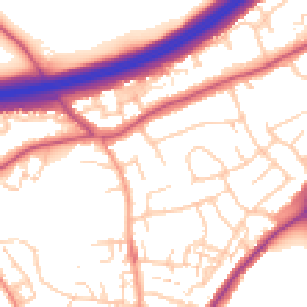 Daytime road noise heatmap for ME2 4LZ