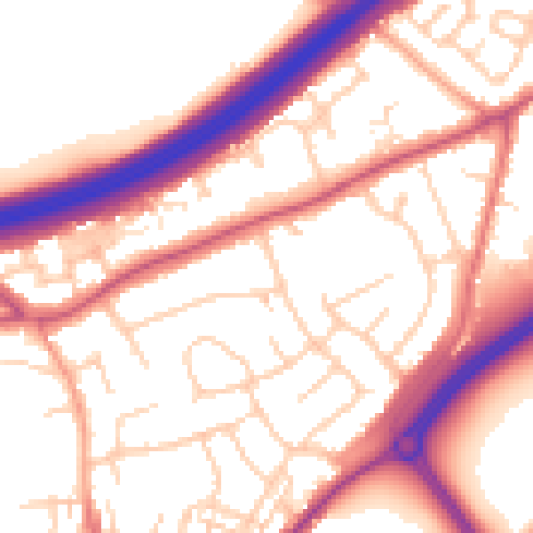 Daytime road noise heatmap for ME2 4NB