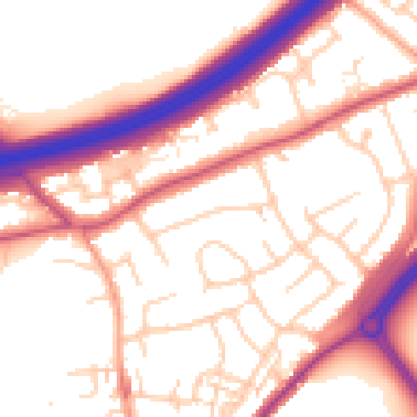 Daytime road noise heatmap for ME2 4ND