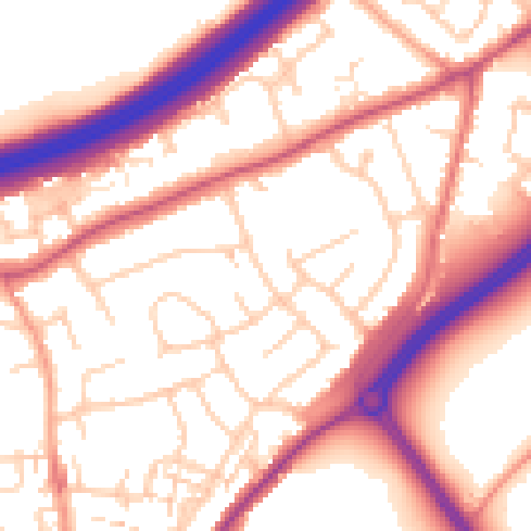Daytime road noise heatmap for ME2 4NG