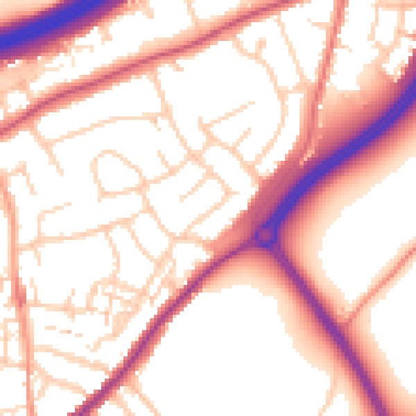 Daytime road noise heatmap for ME2 4NN