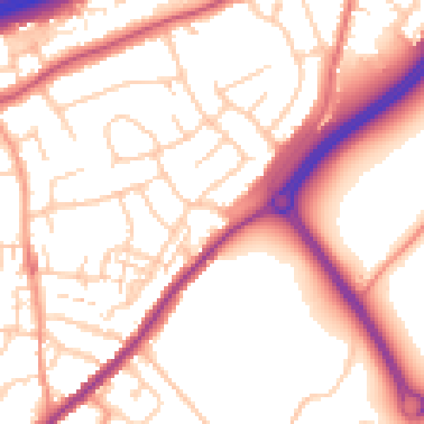 Daytime road noise heatmap for ME2 4NU