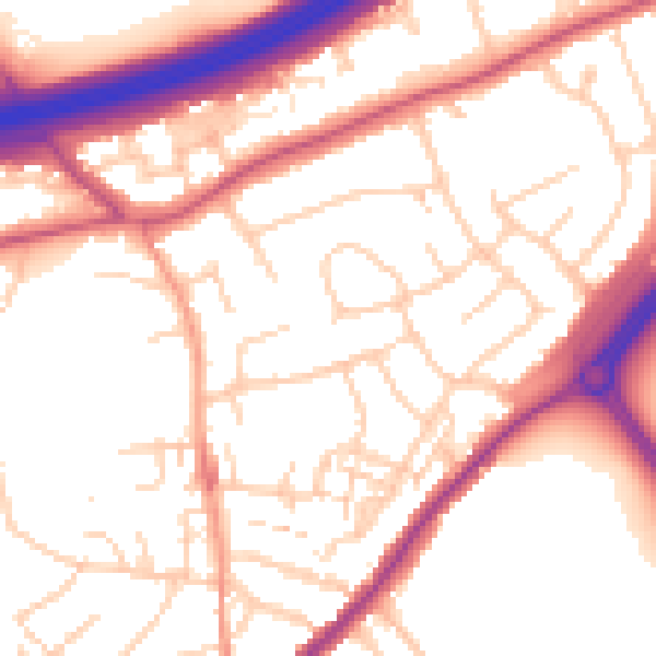 Daytime road noise heatmap for ME2 4PE