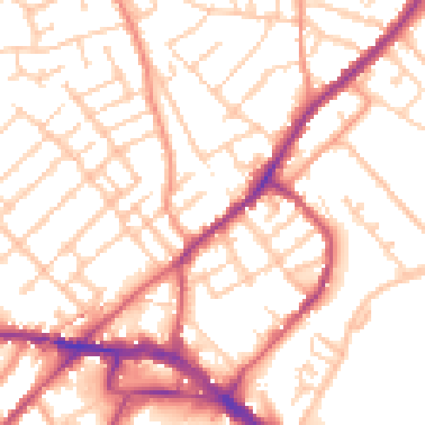 Daytime road noise heatmap for ME2 4SX