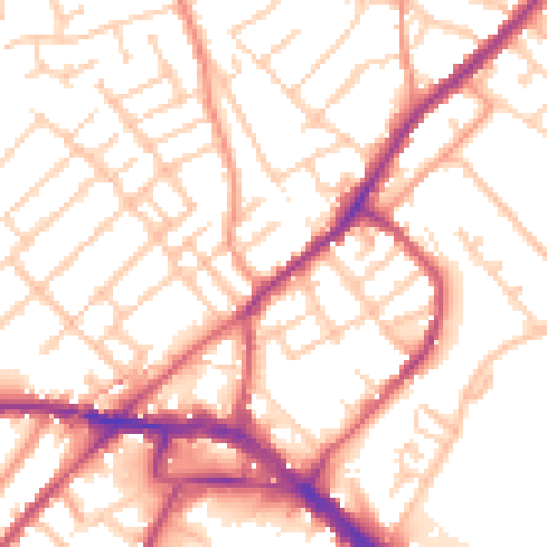 Daytime road noise heatmap for ME2 4TA