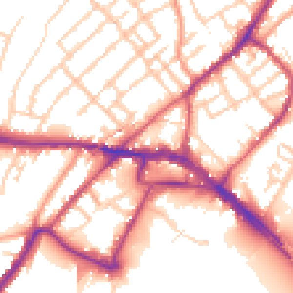 Daytime road noise heatmap for ME2 4TR