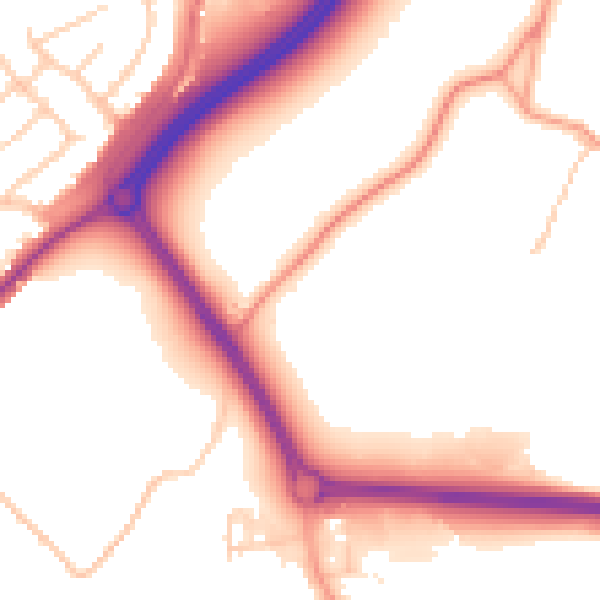 Daytime road noise heatmap for ME2 4UZ