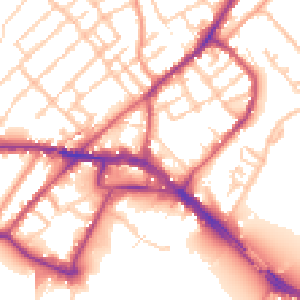 Daytime road noise heatmap for ME2 4WR