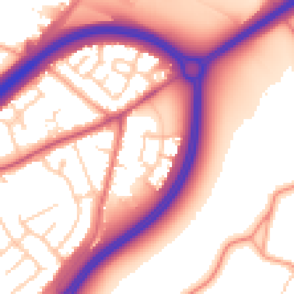 Daytime road noise heatmap for ME3 8FQ