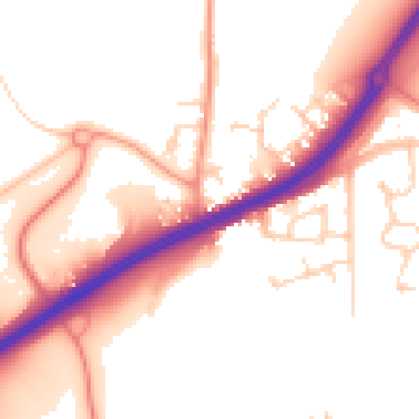 Daytime road noise heatmap for ME3 8LJ
