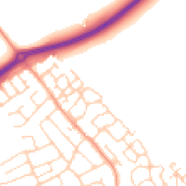 Daytime road noise heatmap for ME3 9FQ
