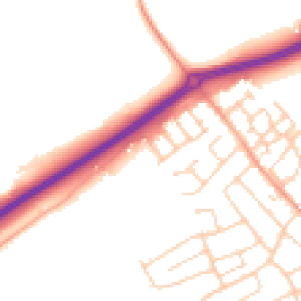Daytime road noise heatmap for ME3 9TZ