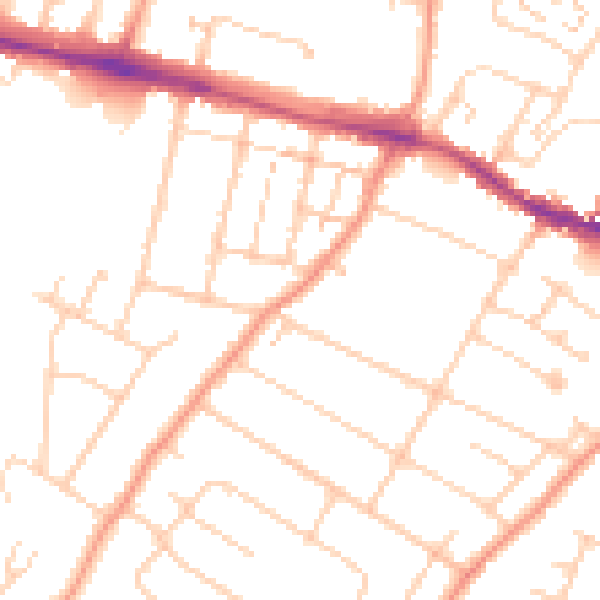 Daytime road noise heatmap for ME8 0DP