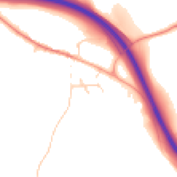 Daytime road noise heatmap for MK17 9NG