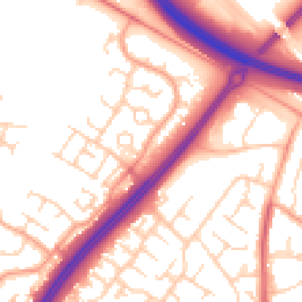 Daytime road noise heatmap for MK4 1AQ
