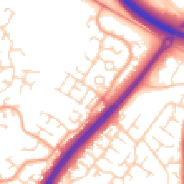 Daytime road noise heatmap for MK4 1BE