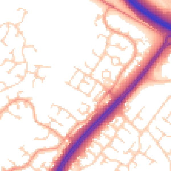 Daytime road noise heatmap for MK4 1BJ
