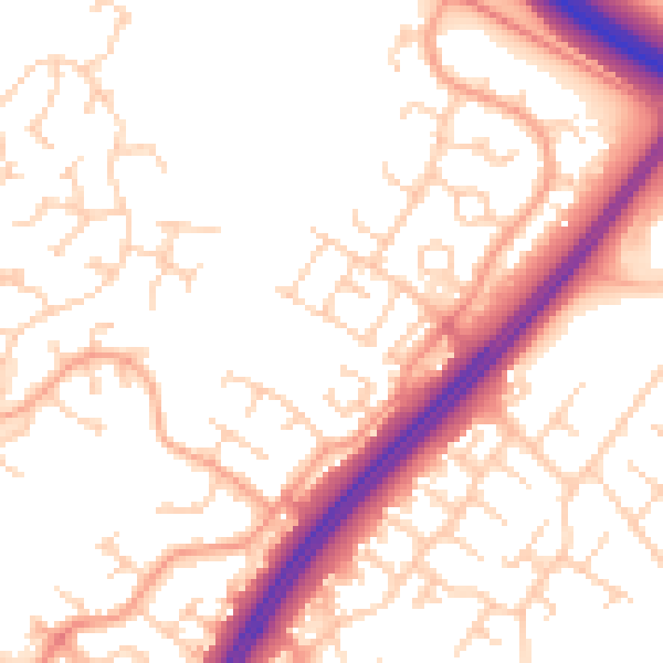Daytime road noise heatmap for MK4 1BN