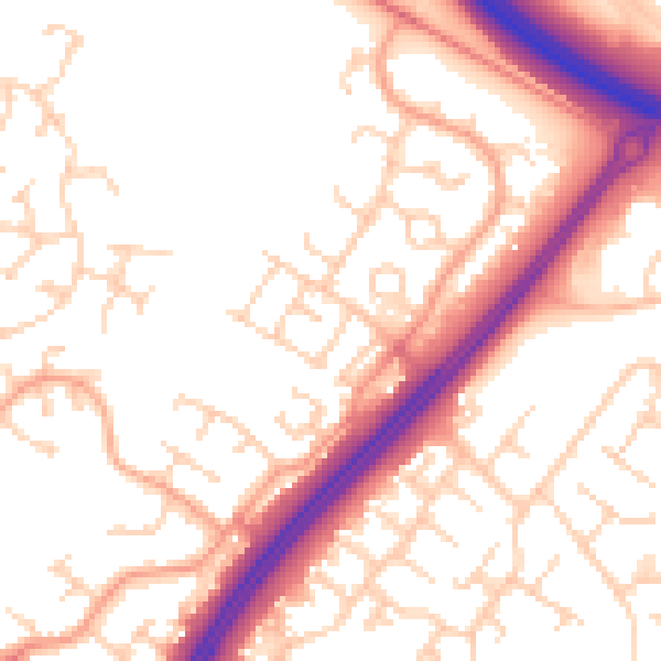 Daytime road noise heatmap for MK4 1BQ