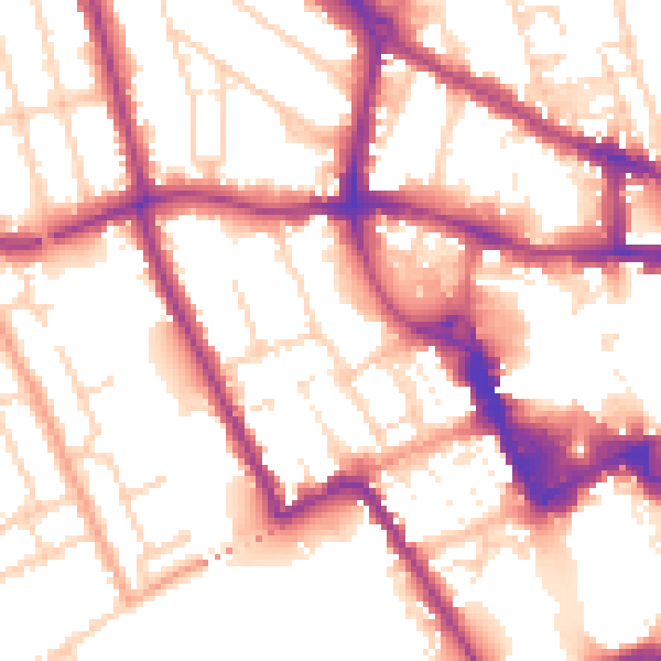 Daytime road noise heatmap for MK40 1AJ