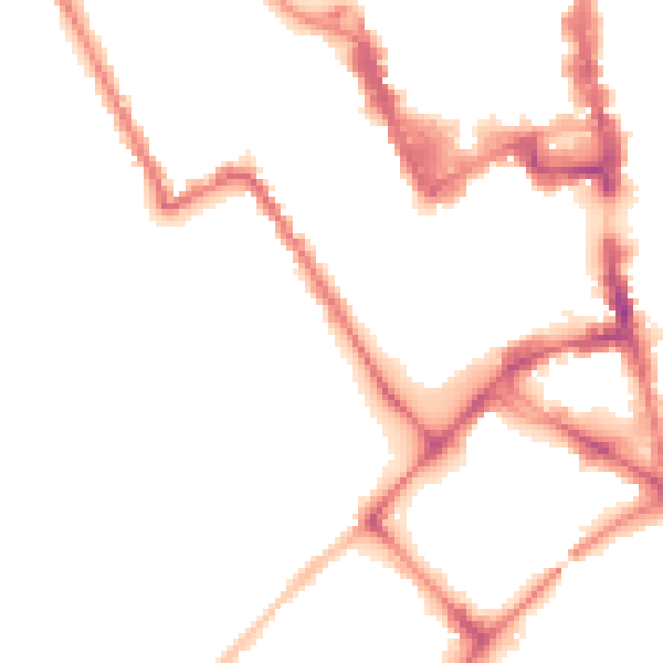 Night-time road noise heatmap for MK40 1BN