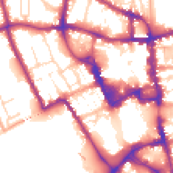 Daytime road noise heatmap for MK40 1BZ
