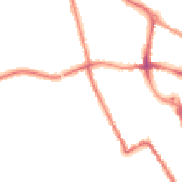 Night-time road noise heatmap for MK40 1DZ