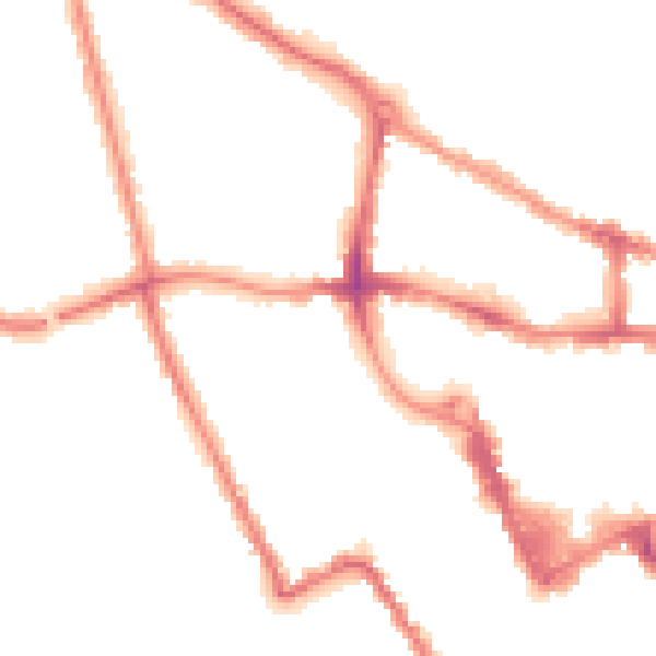 Night-time road noise heatmap for MK40 1JH