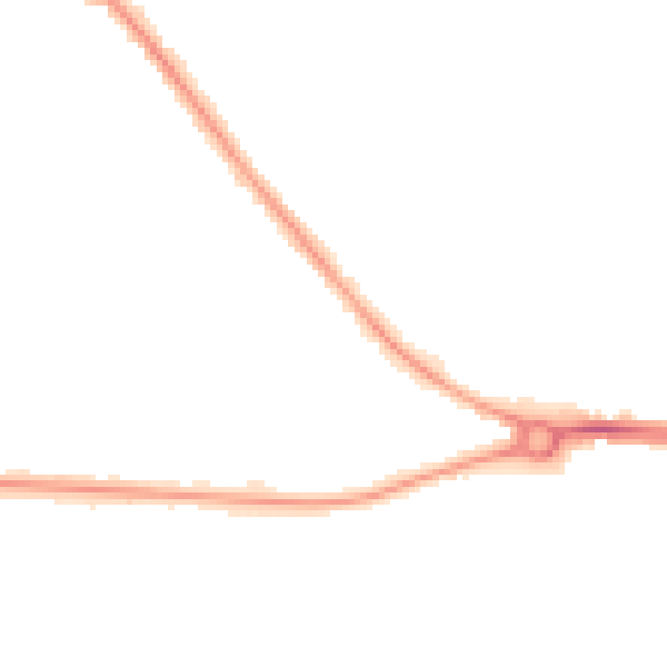 Night-time road noise heatmap for MK42 0YG