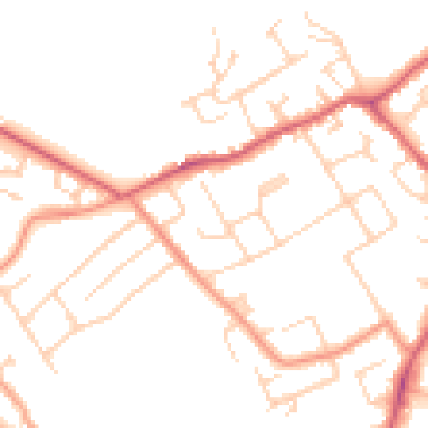 Daytime road noise heatmap for MK42 7DX