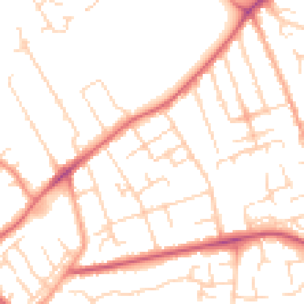 Daytime road noise heatmap for MK42 8DW