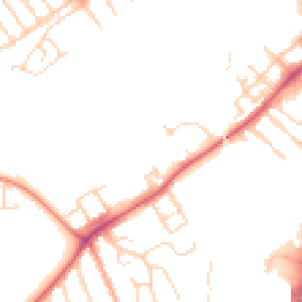 Daytime road noise heatmap for MK42 8DY