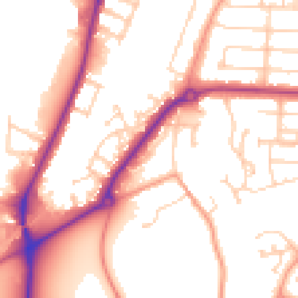 Daytime road noise heatmap for MK42 9PZ