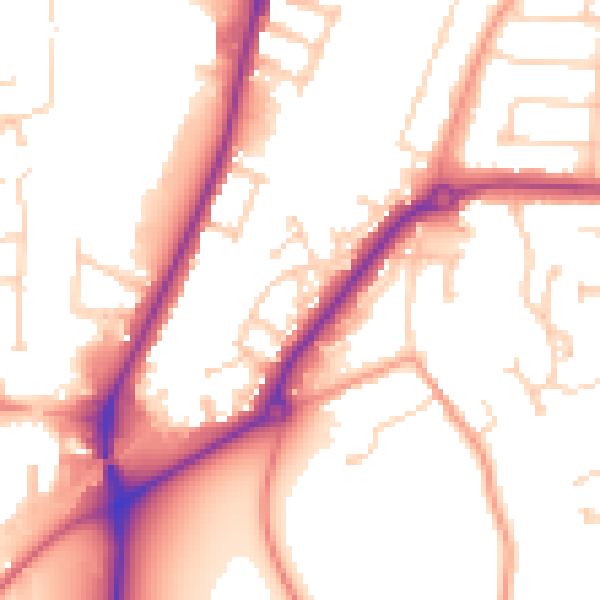 Daytime road noise heatmap for MK42 9ZA