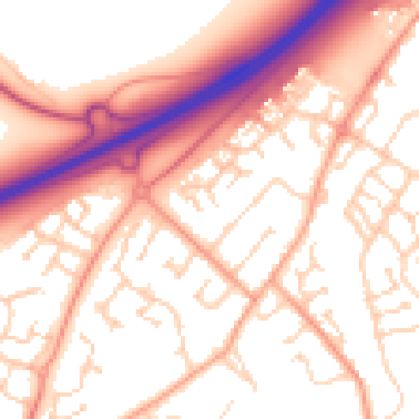 Daytime road noise heatmap for MK43 0AQ