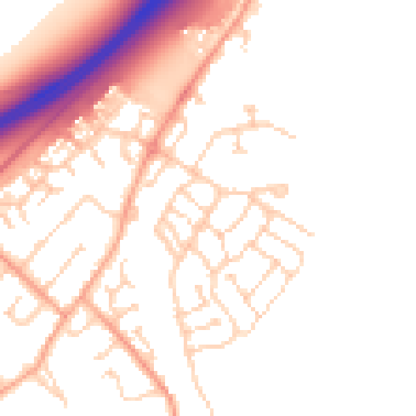 Daytime road noise heatmap for MK43 0EG