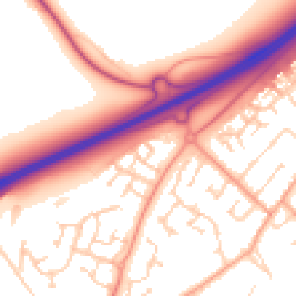 Daytime road noise heatmap for MK43 0GU
