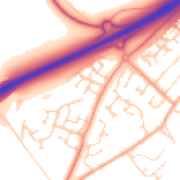 Daytime road noise heatmap for MK43 0GX
