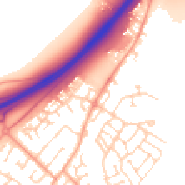 Daytime road noise heatmap for MK43 0JY