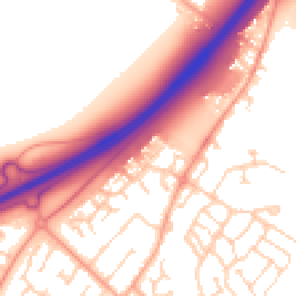 Daytime road noise heatmap for MK43 0LY