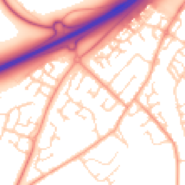 Daytime road noise heatmap for MK43 0QB