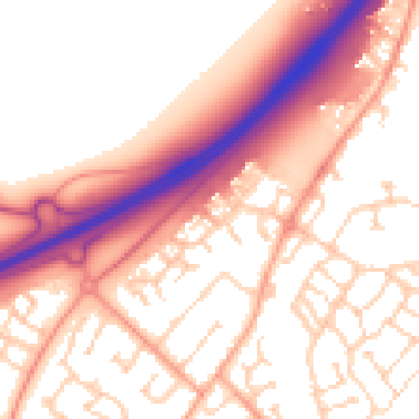 Daytime road noise heatmap for MK43 0SG