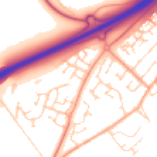 Daytime road noise heatmap for MK43 0TJ