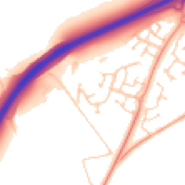 Daytime road noise heatmap for MK43 2AJ