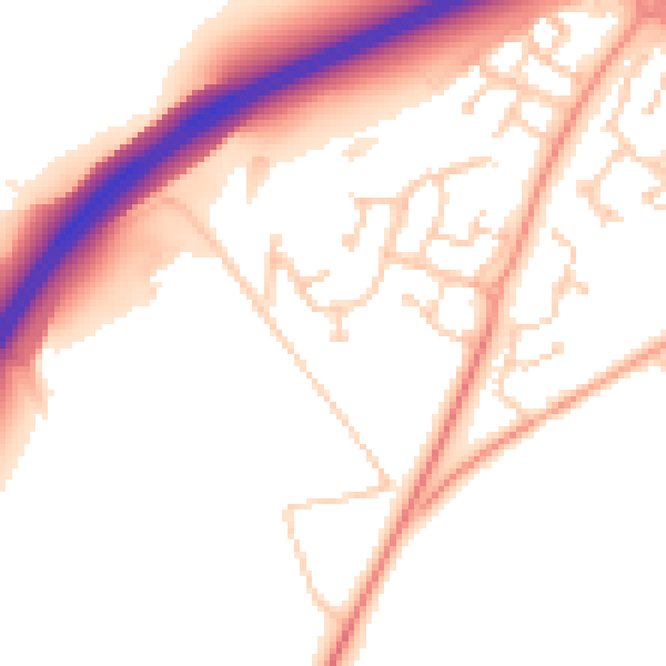 Daytime road noise heatmap for MK43 2AL