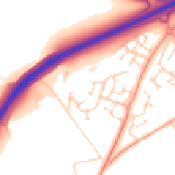 Daytime road noise heatmap for MK43 2AN